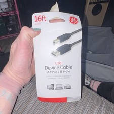 GE 16ft USB Cable Type A Male to Type B Male Black Lifetime Warranty Universal picture
