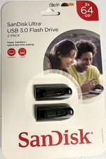 SanDisk 64GB Ultra USB 3.0 Flash Drive - Black, 2 Pieces (SDCZ48064GAS162) picture
