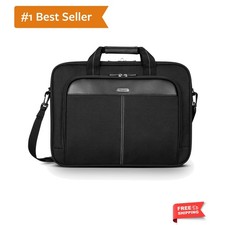 15-16 Inch Slim Lightweight Laptop Briefcase, Black - Messenger and Shoulder ... picture