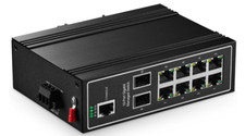 Binardat 10 Port Gigabit L2+ Managed Industrial DIN-Rail Switch, 8 Gigabit Ether picture