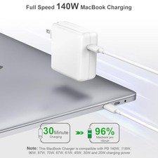 YKEJCLD MAC BOOK CHARGER 140W GAN USB-C FAST CHARGER, PD POWER ADAPTER -  WHITE picture