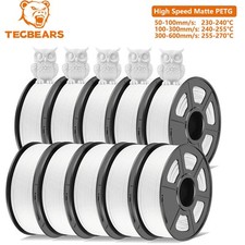 TECBEARS 10KG White Rapid Matte PETG 600mm/s 3D Printer Filament High Adhesion picture