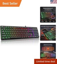 K521 Upgrade Rainbow LED Gaming Keyboard, 104 Keys Wired Mechanical Feeling K... picture