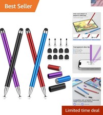 MEKO 4 Pack Stylus Pens for Touchscreens, 2-in-1 High Black/Blue/Purple/Red picture