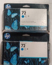 2 Pack New Genuine HP 72 Cyan Ink Cartridge 130ml. Designjet T610, T620, T770 picture