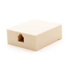 1 Port RJ11 6P4C Jack Telephone Phone Line Wall Surface Mount Box Ivory picture