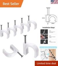 Effortless Cable Organization: 100 Pcs 10mm Wall Clips with Steel Nails - White picture