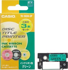 CASIO Disc Title Printer Ribbon Cartridge Green 3-Pack TR-18GN-3P Genuine picture