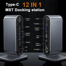 12-in-1 USB-C Docking Station | 4K HDMI, USB 3.0 5Gbps, RJ45, VGA,SD/TF,100W PD picture