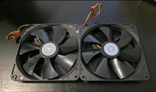Lot Of 2 Cooler Master 140mm 3-Pin Case Fan Blue LED Sleeve 12V 1200RPM 44.5CFM picture