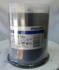 Philips DVD-R 100 Pack Spindle 16x 4.7GB White Inkjet Printable New Sealed picture