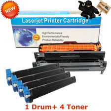 Drum Unit & 4 x Toner Cartridge for OKI Data 43501901 43502301 B4400 B4550 B4600 picture