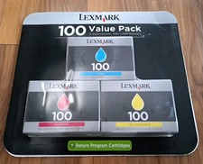 New Lexmark 100 3 Ink Cartridge Set Cyan/Magenta/Yellow 14N1345 2009 Sealed picture