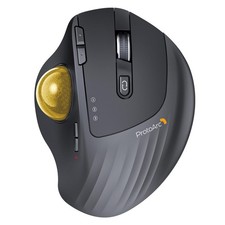 EM01 NL Wireless Trackball Mouse Rechargeable Thumb Control Gold PC picture