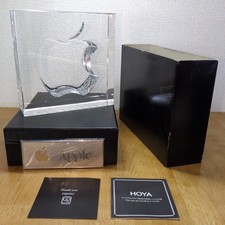 Apple 20th Anniversary Macintosh HOYA Crystal Glass Logo Object Paperweight Used picture