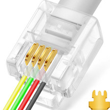 NECABLES 20Pack RJ11 Pass through Connector 6P4C Telephone Modular Plug 3 Prong picture