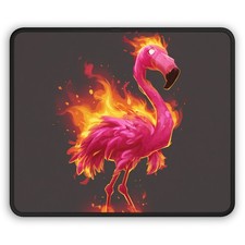 Flaming Pink Flamingo Gaming Mouse Pad | Fire Bird Desk Mat picture