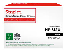 NIB Staples Black HIGH YIELD Toner Cartridge for HP 312X-CF380X-M476DN-Reman picture