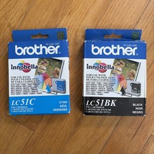 New Brother LC51C Innobella Ink Cyan LC51BK  Black 5/2010 GENUINE OEM picture