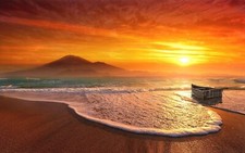 Landscape beach sunset mountains mist sea nature sand Custom Gaming Mat Desk picture
