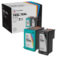 LD Reman Replacements for HP 74XL 75XL Set of 2 HY Ink: 1 CB336 1 CB338 picture