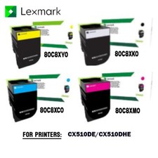 Genuine Lexmark Extra High Yield Return Toner Cartridges 808XM/808XY/808XC/808XK picture