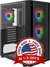 Caja de PC para computadora de juegos con vidrio templado lateral NEGRO US NUEVO picture