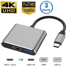 USB C HUB 3in1 Type C 3.0 to HDMI-compatible Docking Station PD Fast Charge 4K  picture