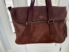 FOSSIL Preston Expandable Leather Tote Shoulder Bag purse Brown 14