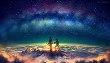 Landscape  art yuumei mountain top starred Custom Gaming Mat Desk picture
