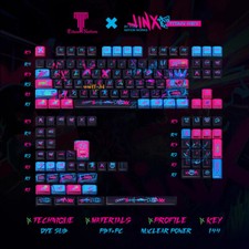 LOL Arcane Jinx Keycaps PBT 130/144 Keys Cherry MX Side-Lit Gift For RGB Keypads picture