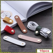 10pcs Leather Cable Management Cord Earphone Cable Desktop Storage Clips Holder picture