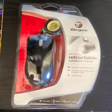 Targus Optical Wired USB Standard Mouse Retractable Cable Scroll Wheel Black picture