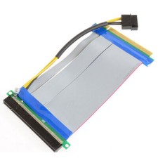USA PCI-E Express 16X Male to Female Riser Extender Card with Power & Ribbon picture