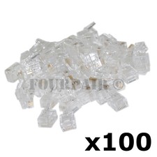 100 Pack - RJ12 6P6C CAT3 Cable Telephone Crimp-On Connector Modular Plug Ends picture
