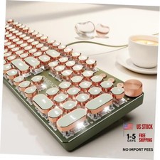 Wired Typewriter Mechanical Keyboard, Retro Punk Keyboard with Media Knob Green picture