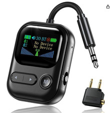 Airplane Bluetooth Adapter for 2 Headphones or Ear Buds, with color display picture