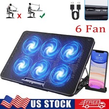 Upgraded Foldable Laptop 6 Quiet Cooler Cooling Pad Stand With Phone Holder picture