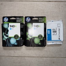 3 pack - NEW Genuine HP 940XL Cyan Ink Cartridge C4907AN Sealed OEM - 2017 picture