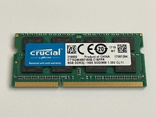 Crucial 8GB (1 Stick) PC3-12800 DDR3L 1600 SODIMM Memory CT102464BF160B.C16FPR picture