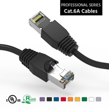 35Ft CAT6A Shielded (SSTP) Ethernet Network Booted Cable Black picture