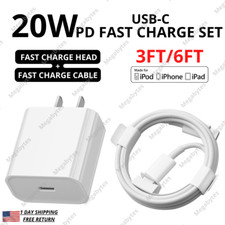 20W PD Power Adapter USB-C Fast Charger Cable For iPhone 13 12 11 Pro Max 8 iPad picture