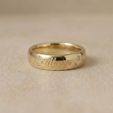 Written in the Stars Name Ring, 6mm Diamond Constellation Band, Custom Engraved picture
