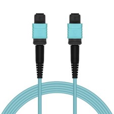 5 Pack of 3m MPO OM3 Multimode 12-Fiber F to F Type B Aqua OFNR picture