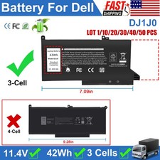 ✅LOT DJ1J0 Battery For Dell Latitude 7280 7380 7390 7480 7490 E7380 E7480 42Wh picture