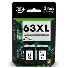 2PK 63XL Black Ink Cartridge For HP Envy 4520 4512 Officejet 5255 5258 4650 3830 picture