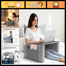 Wooden Lap Desk with Pillow & Arm Rests for Laptop Use on Bed & Couch picture