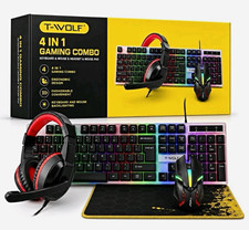 T-WOLF 4-in-1 Wired Illuminated Gaming Combo: Keyboard Mouse Headset Pad picture