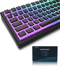 Womier Pudding Keycaps, PBT Shine Through Keycaps 165 Keys Set Custom Black  picture