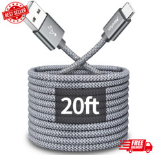 20Ft Extra Long USB Type C Cable A 2.0 To Nylon Braided Charger Cord Compatible picture
